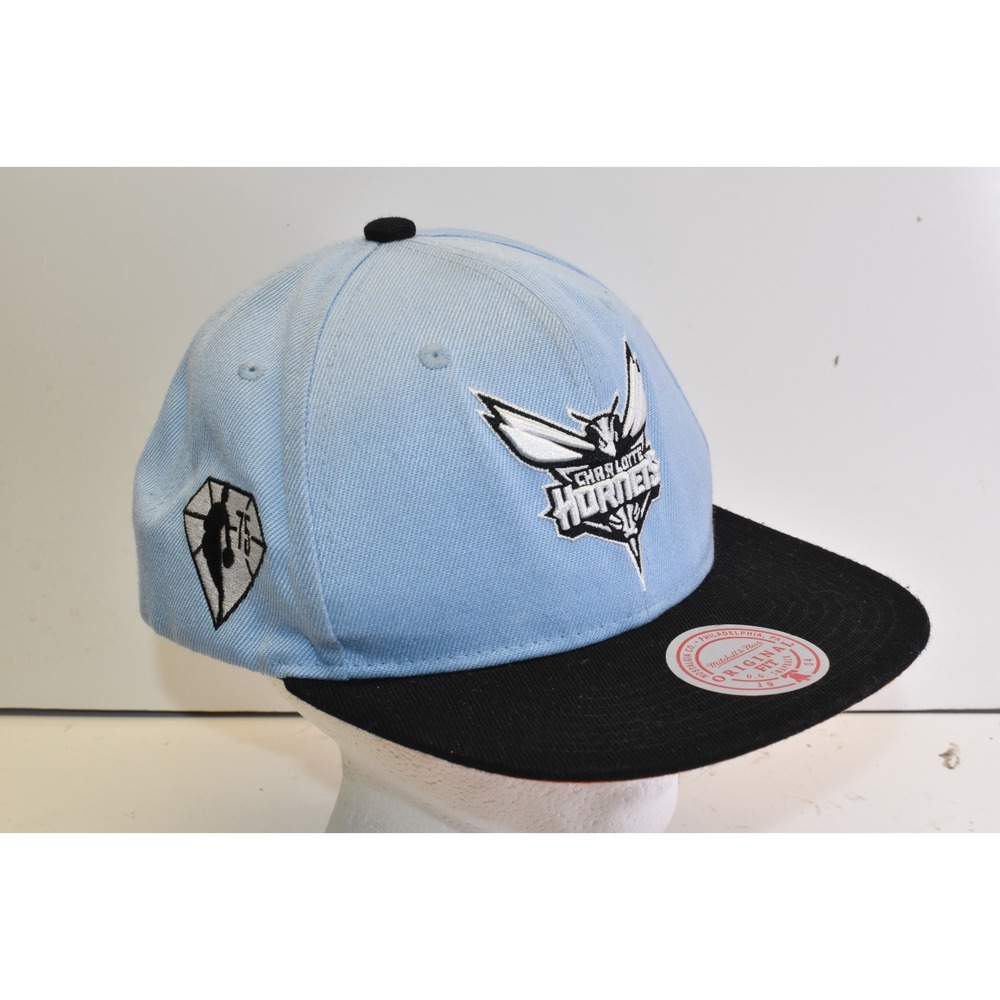 Charlotte Hornet Mitchell & Ness Snapback Hat University Blue Unisex NBA 75 NEW
